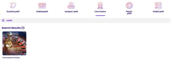 Suomalainen ruletti live-kasinolla